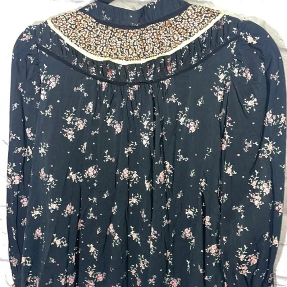 Free People Paloma Print Top Floral Peasant Cottagecore Boho Vintage Vibe Blouse